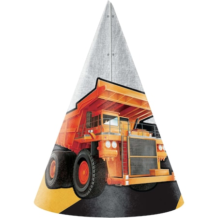 Big Dig Construction Party Hats, 4x6, 48PK